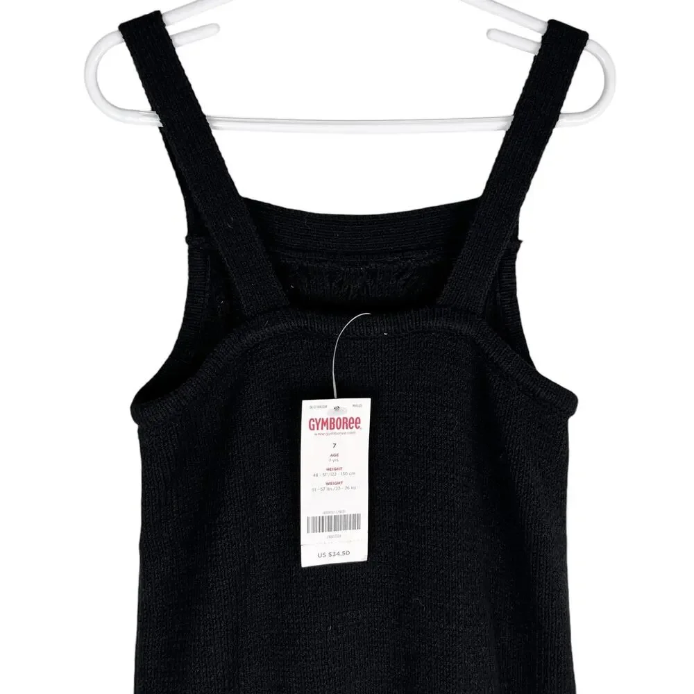 Gymboree Girls Cable Knit Sweater Dress Black 7 Sleeveless New